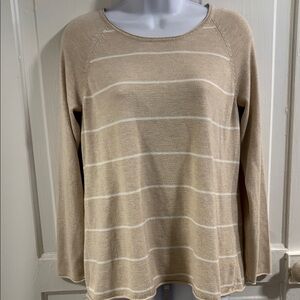 Sonoma Striped Beige Long Sleeve Sweater Size L